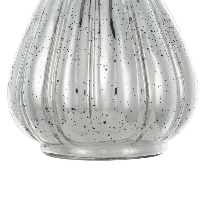 10" Antiqued Silver Glass Round Table Vase