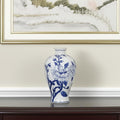 10" Blue And White Floral Round Porcelain Table Vase