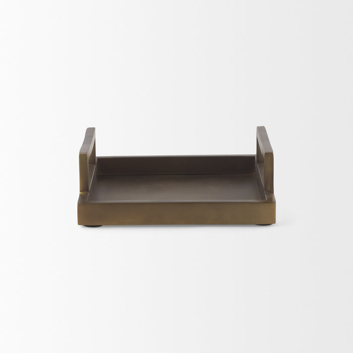 10" Gold Aluminum Hand Finished Serving Tray With Handles