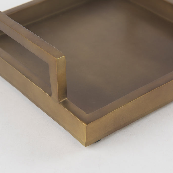 10" Gold Aluminum Hand Finished Serving Tray With Handles