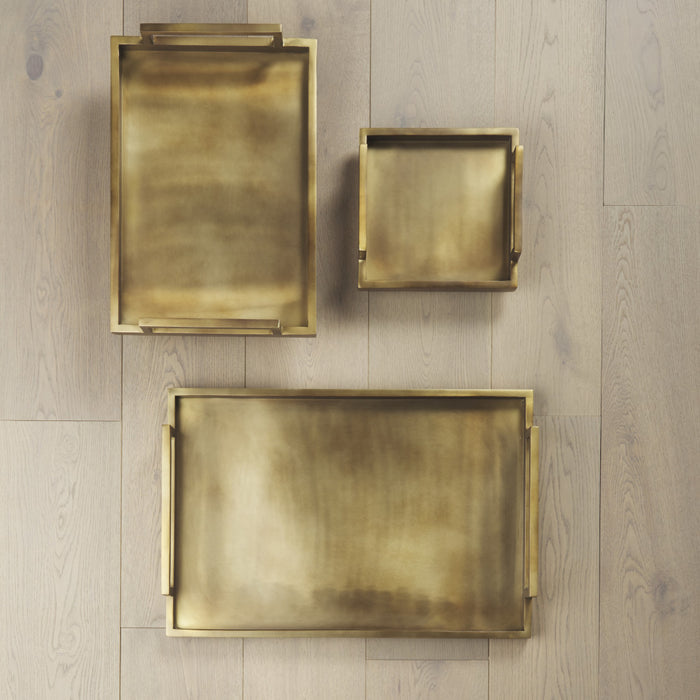 10" Gold Aluminum Hand Finished Serving Tray With Handles