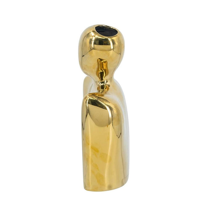 10" Gold Ceramic Modern Abstract Table Vase