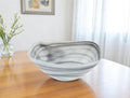 10" Gray And White Alabaster Glass Square Salad Bowl