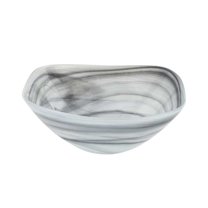 10" Gray And White Alabaster Glass Square Salad Bowl