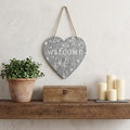 10" Gray Galvanized Metal Heart Shaped Welcome Wall Decor