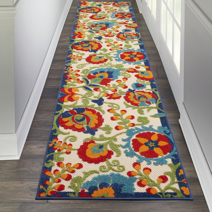 10' Green And Ivory Indoor Outdoor Area Rug