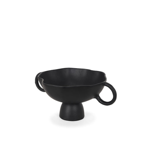 11" Black Metal Round Pedestal Centerpiece Bowl