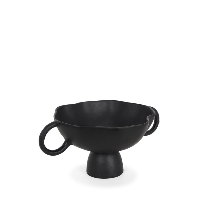 11" Black Metal Round Pedestal Centerpiece Bowl