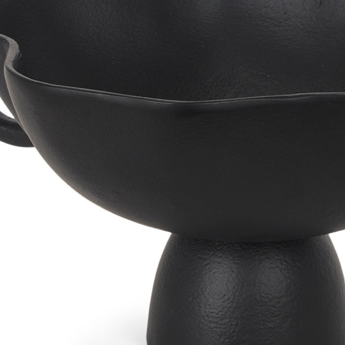 11" Black Metal Round Pedestal Centerpiece Bowl