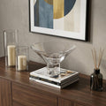11" Clear Mouth Blown Crystal Round Pedestal Centerpiece Bowl