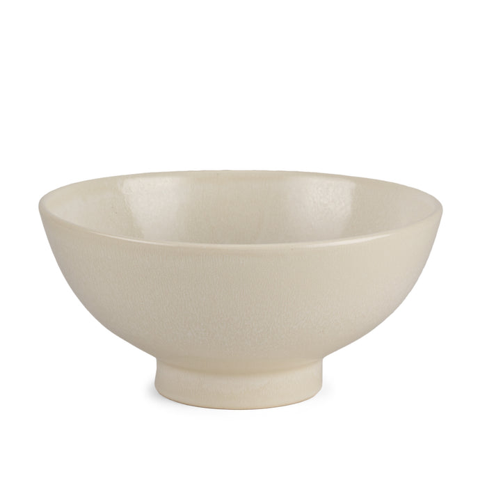 12" Cream Ceramic Round Pedestal Centerpiece Bowl