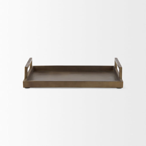12" Gold Aluminum Hand Finished Serving Tray With Handles