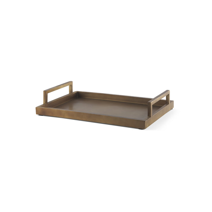 12" Gold Aluminum Hand Finished Serving Tray With Handles