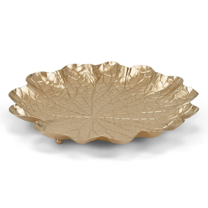 12" Gold Metal Handmade Lily Pad Vanity Tray