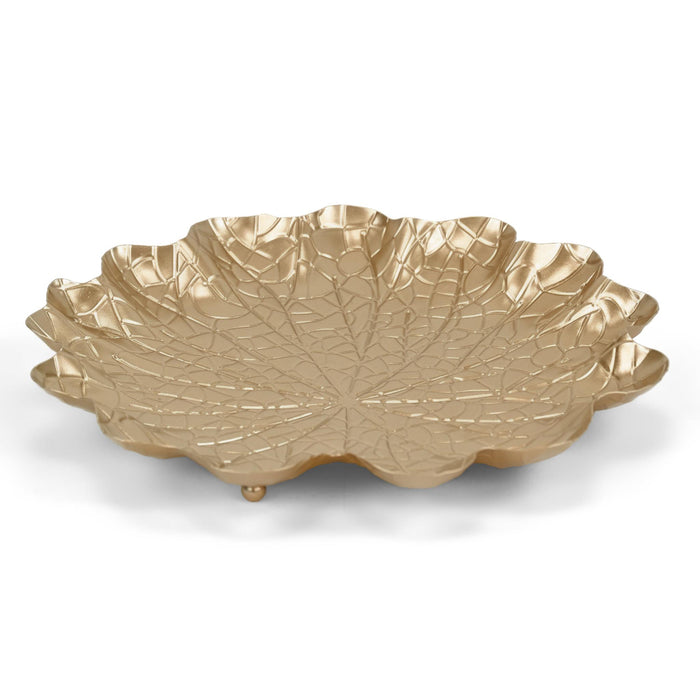 12" Gold Metal Handmade Lily Pad Vanity Tray