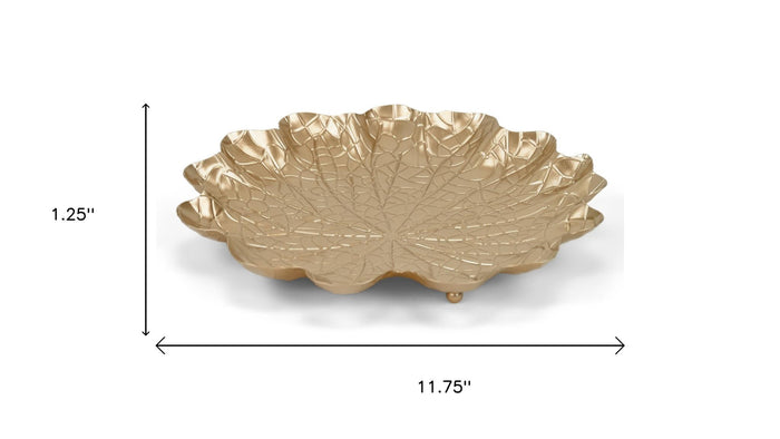 12" Gold Metal Handmade Lily Pad Vanity Tray