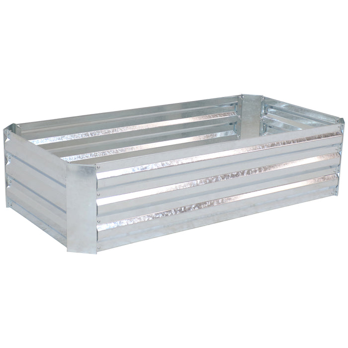 12" X 48" Silver Metal Rectangular Raised Garden Bed