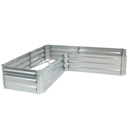 12" X 60" Silver Steel L Shape Raised Garden Bed