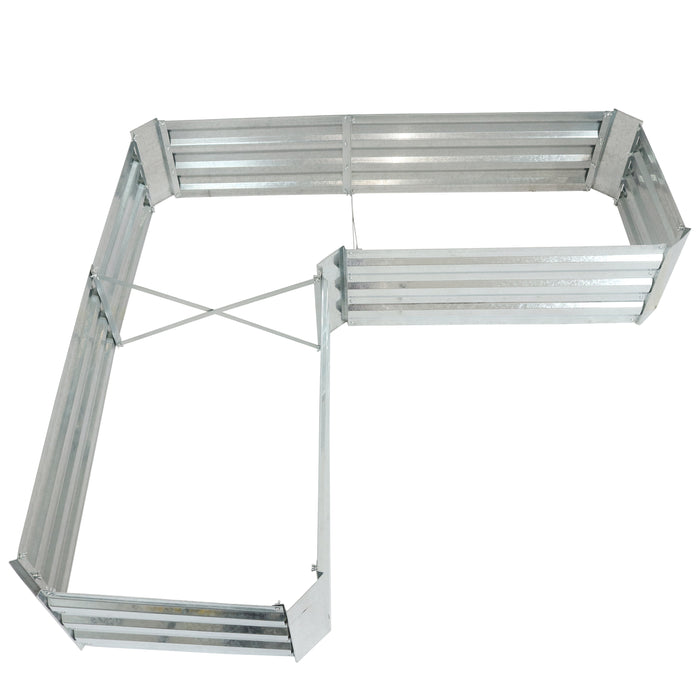 12" X 60" Silver Steel L Shape Raised Garden Bed