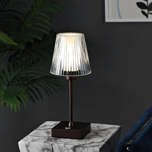 13" Antiqued Bronze USB Table Lamp With Empire Shade