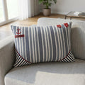 14" X 20" Gray Striped Cotton Throw Pillow