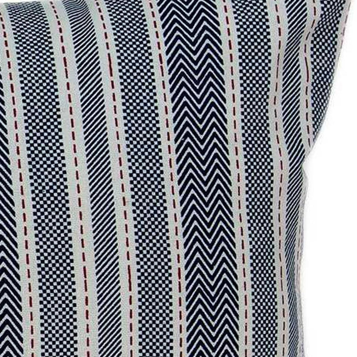 14" X 20" Gray Striped Cotton Throw Pillow
