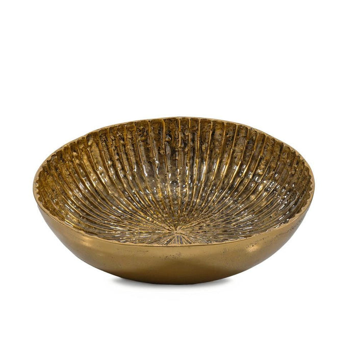 16" Antiqued Gold Aluminum Round Centerpiece Bowl