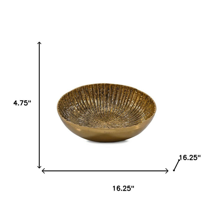 16" Antiqued Gold Aluminum Round Centerpiece Bowl