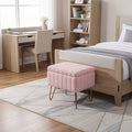 16" Pink and Gold Faux Fur Storage Ottoman