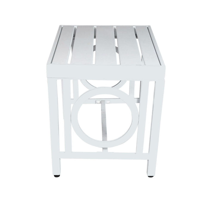 16" White Metal Outdoor Side Table