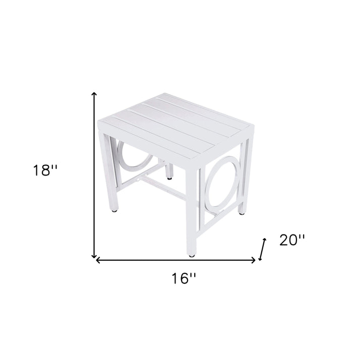 16" White Metal Outdoor Side Table
