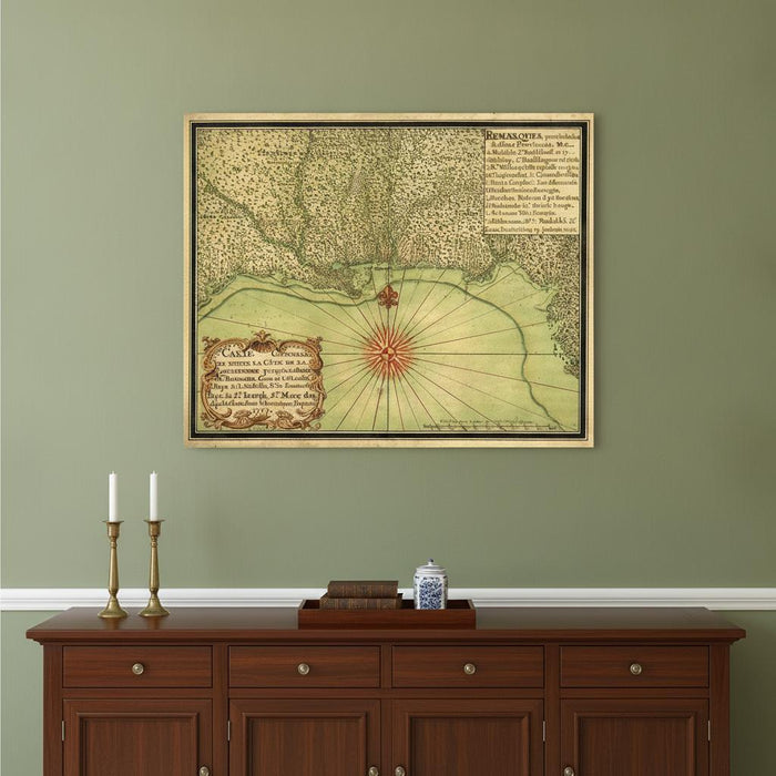 16" X 20" C1747 Map Of The Gulf Coast Vintage  Poster Wall Art