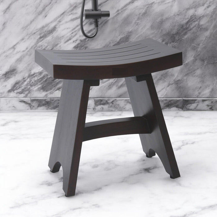 18" Dark Brown Teak Rectangular Shower Bench
