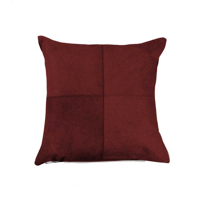 18" Wine Cowhide Throw Pillow