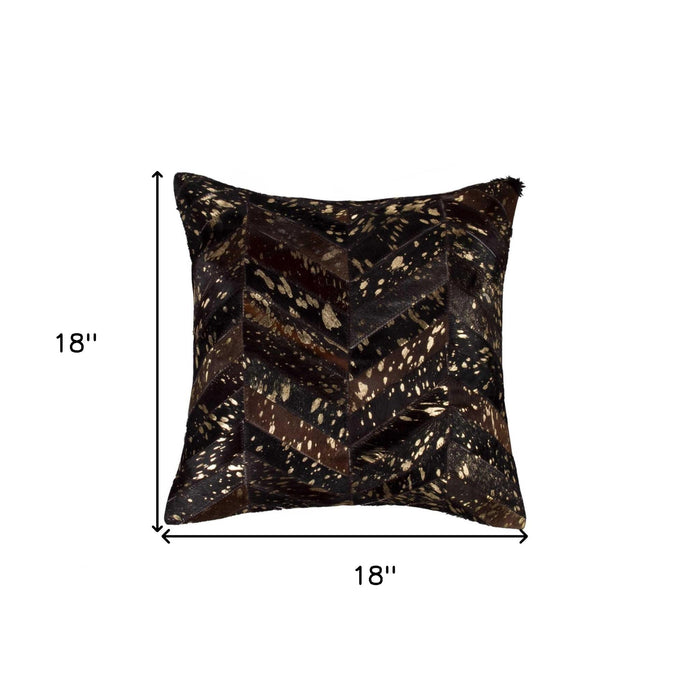 18" X 18" X 5" Chocolate And Gold  Pillow