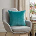 18" X 7" X 18" Transitional Aqua Solid Pillow Cover With Poly Insert