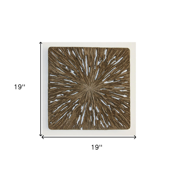 19" X 19" X 2" Brown Square Rotten Wood  Wall Decor