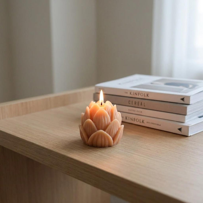 2" Orange Eucalyptus Scented Dimensional Flower Candle