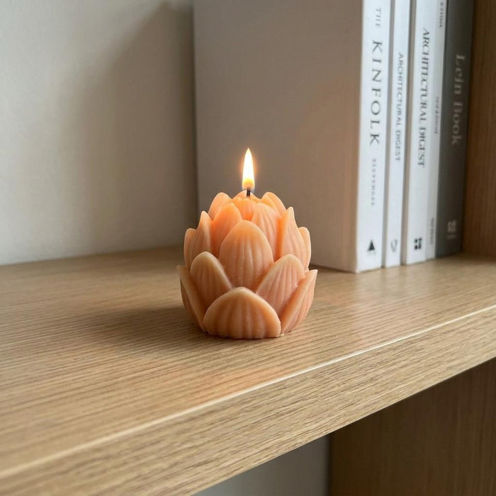 2" Orange Peony Scented Dimensional Flower Candle