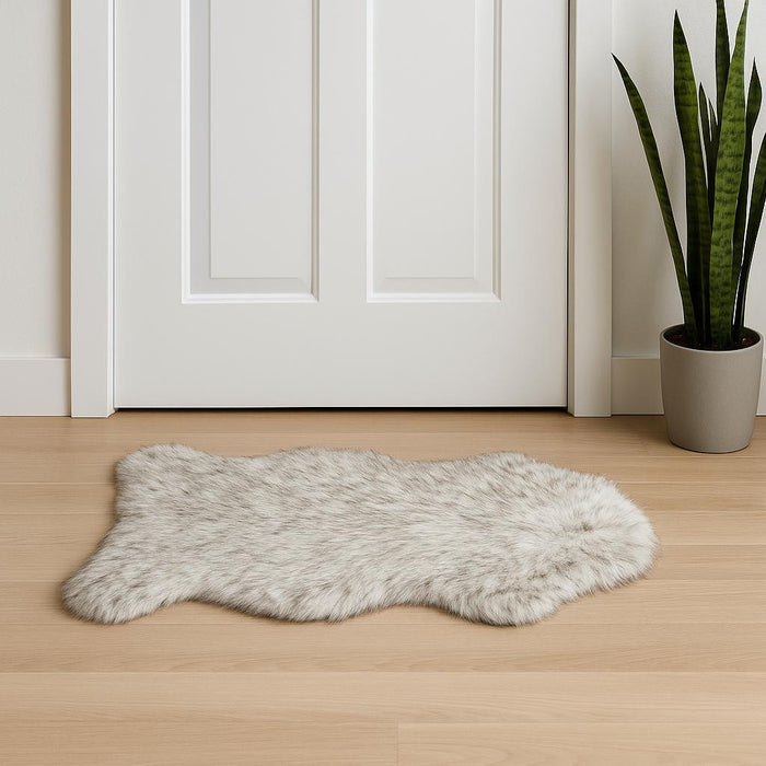 2' X 3' Gray Faux Sheepskin Washable Area Rug