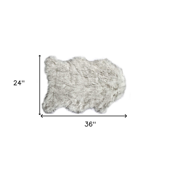 2' X 3' Gray Faux Sheepskin Washable Area Rug