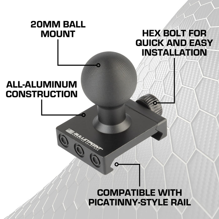 20mm Mounting Ball compatible with Picatinny-Style Rails