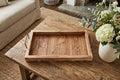 21" Natural Solid Wood Handmade Serving Tray With Handles