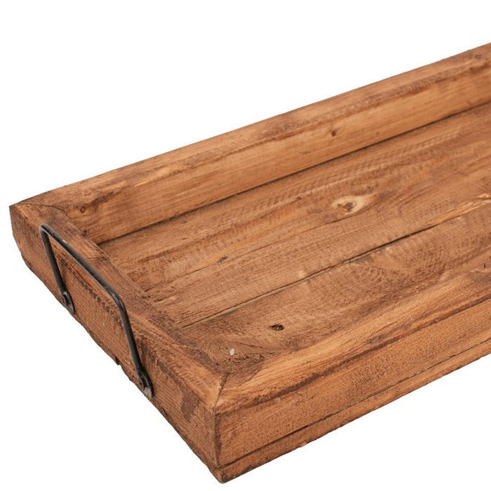 21" Natural Solid Wood Handmade Serving Tray With Handles