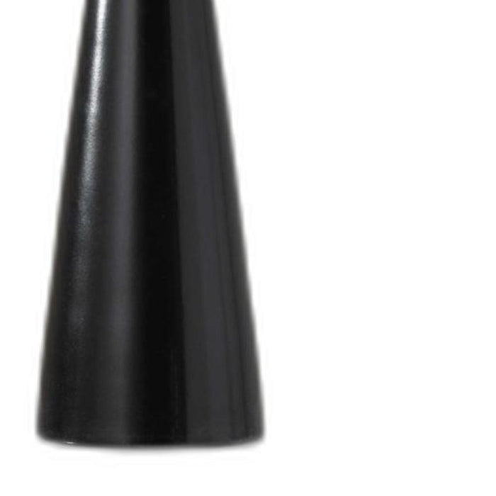 22" Black Metal Geo Triangle Table Lamp With Beige Drum Shade