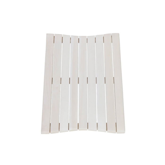 23" White Teak Slat Non Slip Bath Mat