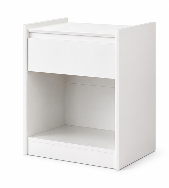 24" White Wood One Drawer Nightstand