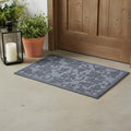 24" X 36" Light Gray Rubber Botanical Leaves Outdoor Door Mat