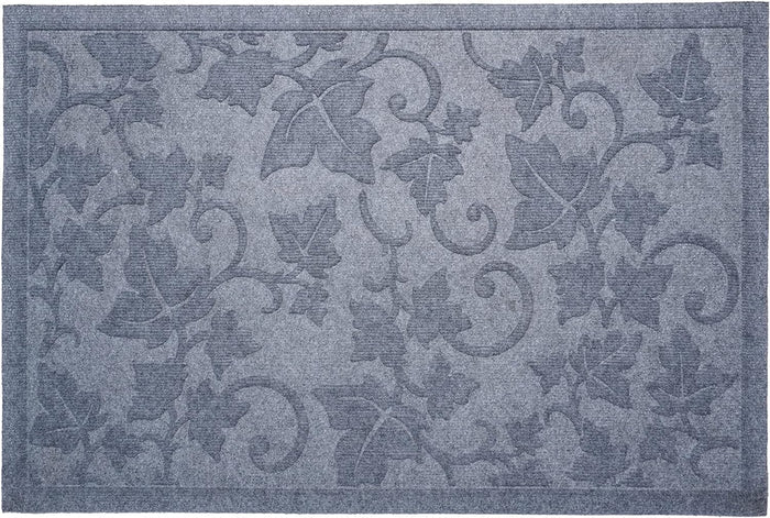 24" X 36" Light Gray Rubber Botanical Leaves Outdoor Door Mat