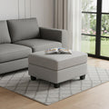 26" Light Gray And Black Chenille Ottoman With Storage